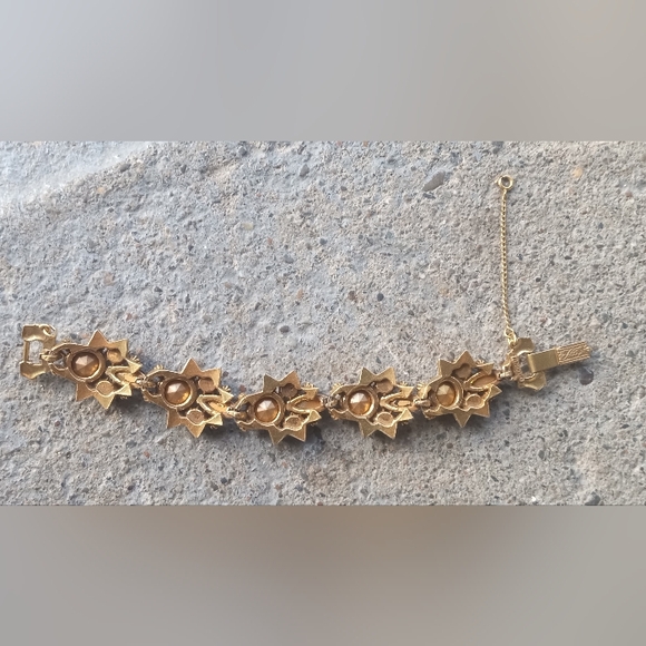 Florenza Watermelon Glass AB Rhinestones Link Signed Vintage 1960's Bracelet - Picture 12 of 16